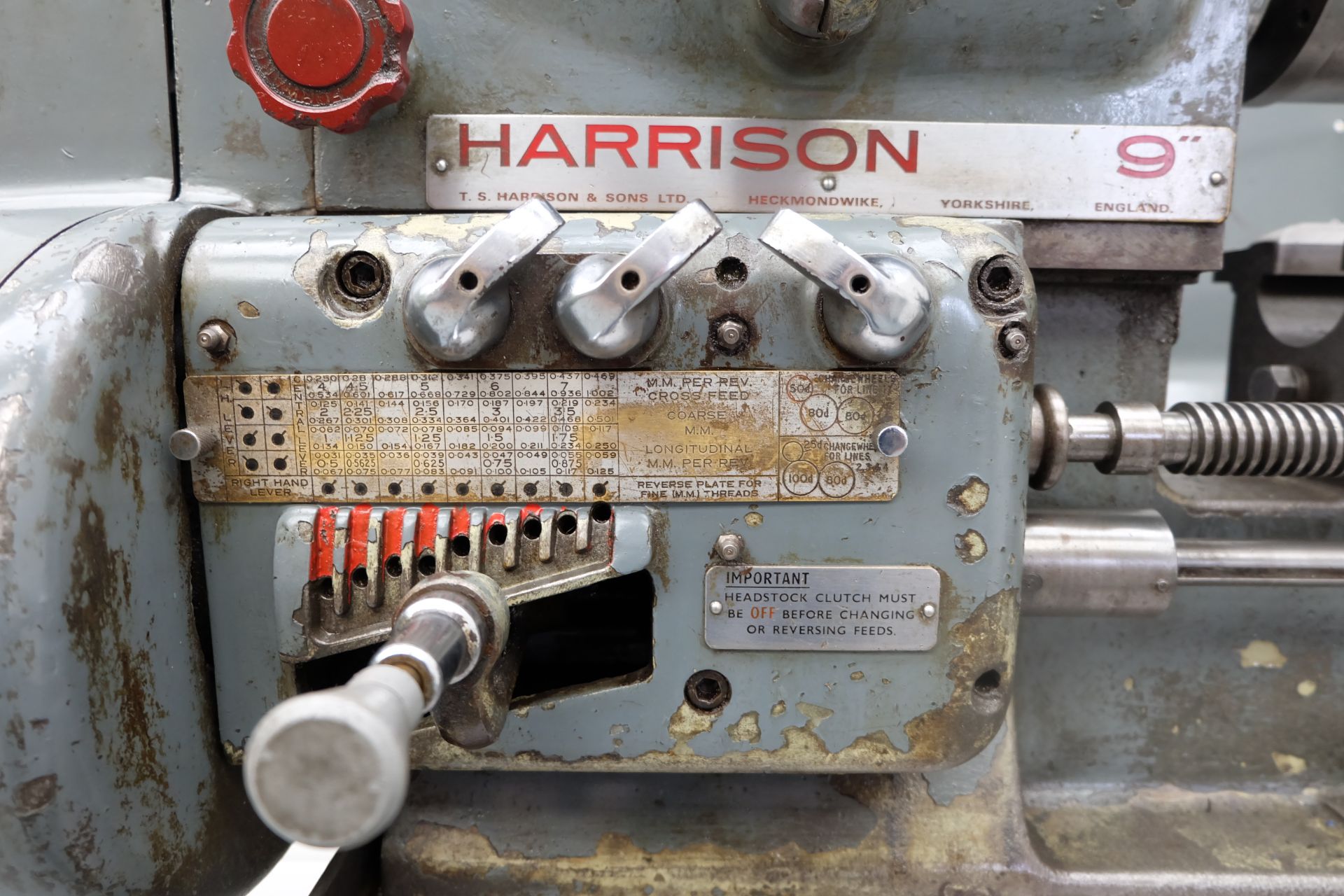 Harrison 9" Gap Bed Centre Lathe. Swing Over Bed 9". Distance Between Centres 24". Swing in Gap 16". - Image 4 of 12