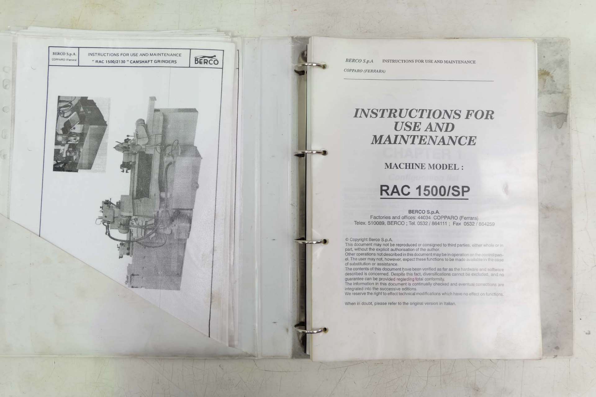 Berco Model RAC 1500/SP Camshaft Grinder. Height of Centres 130mm. Max ...