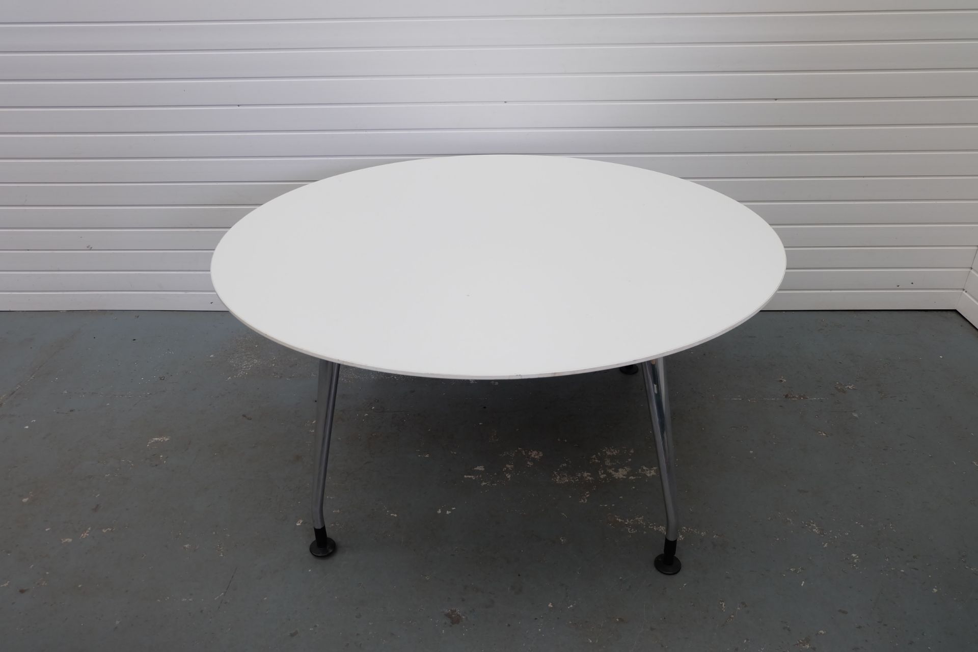 White Round Table. 4 Metal Legs and Adjustable Feet. Size 1500mm Diameter x 800mm High. - Image 2 of 3