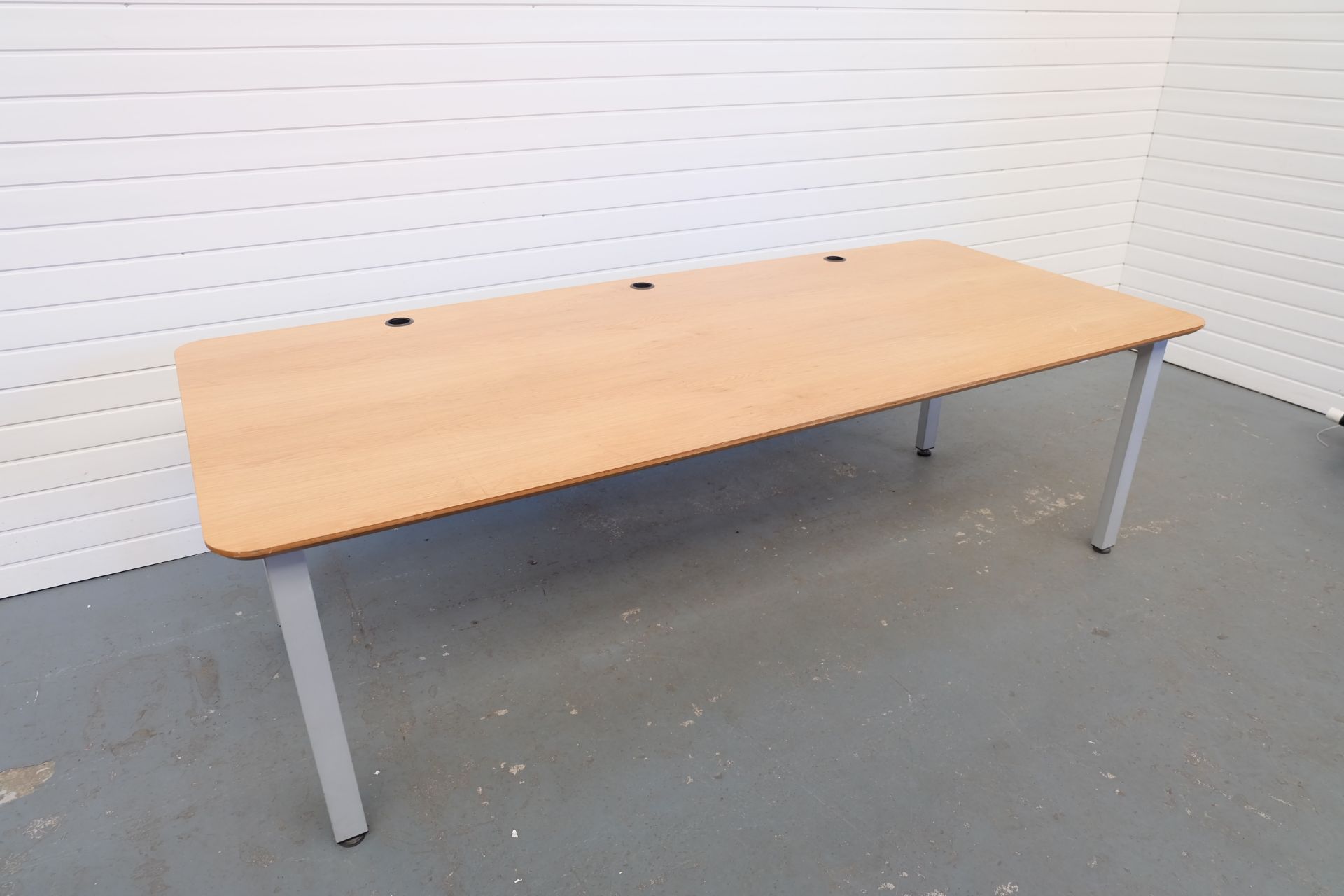 Large Wooden Desk With Metal Legs. 3 x Holes for Wires. Size 2400mm x 1050mm x 725mm High. - Image 2 of 4