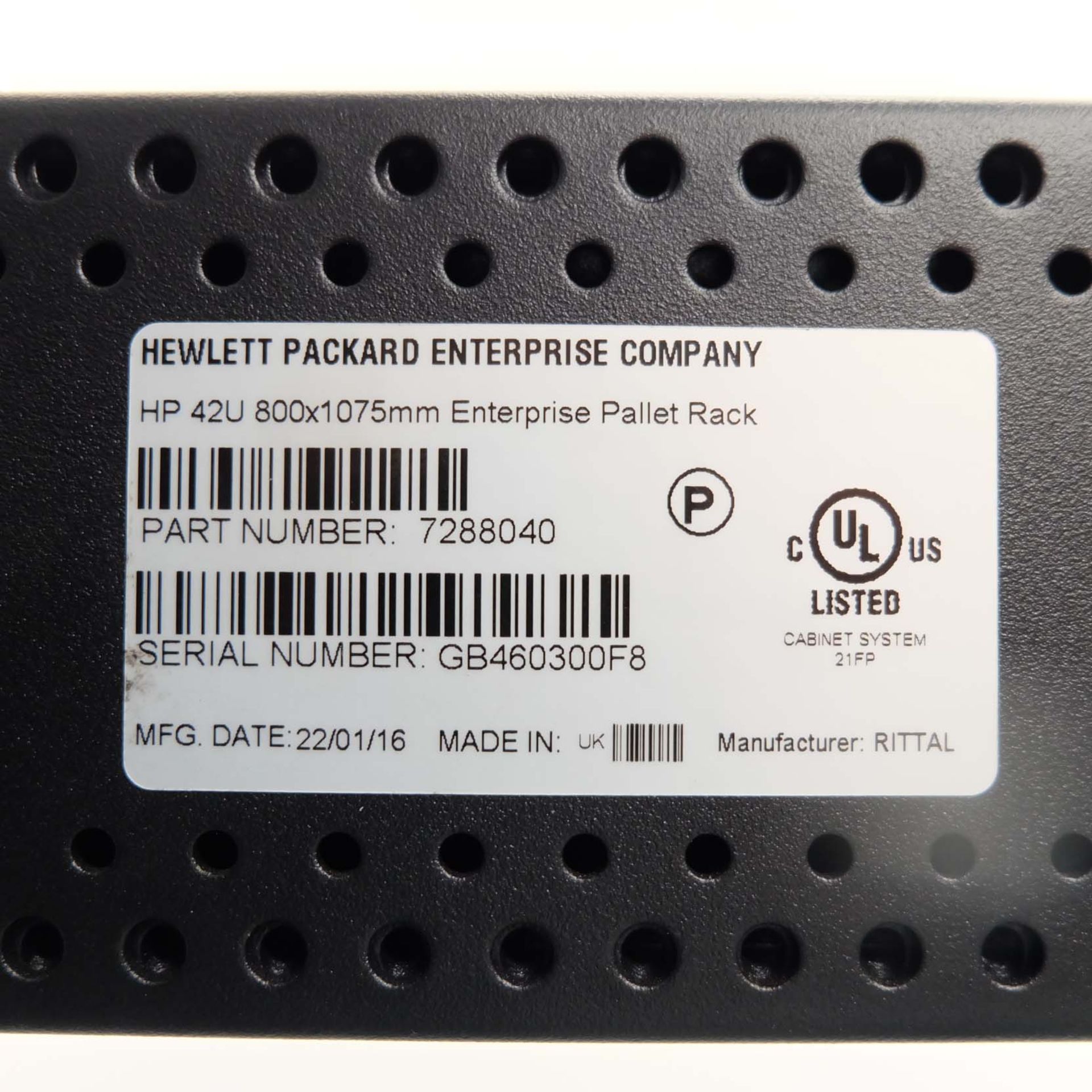 Hewlett Packard HP42U Enterprize Pallet Rack on Wheels. Size 800mm x 1075mm. Height 2000mm. Year 201 - Image 6 of 6