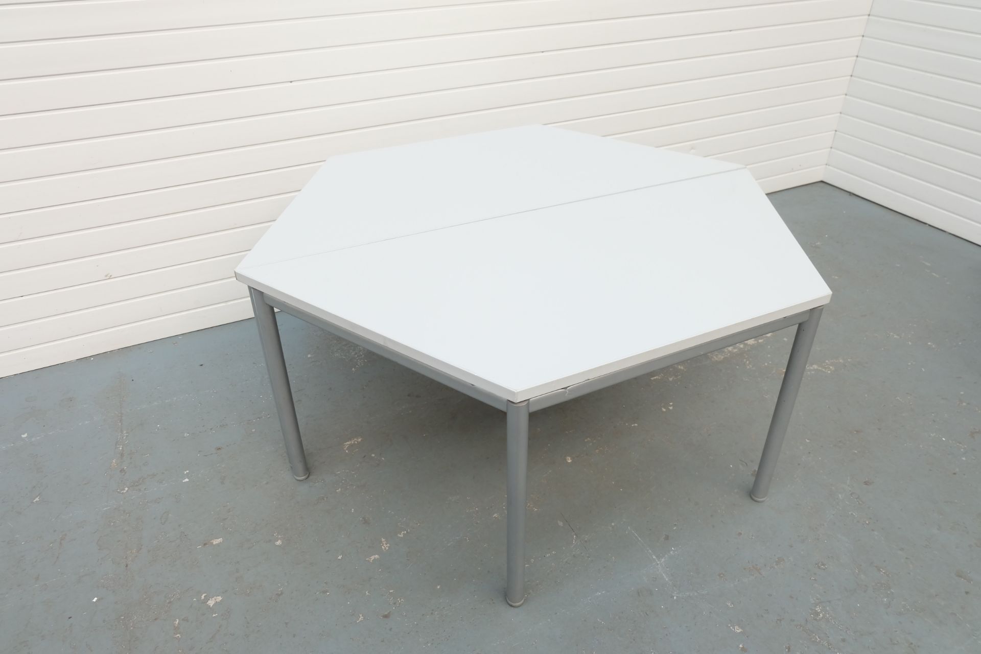 Two Part Hexagonal Table With Adjustable Feet. Size 1600mmx 690mm x 680mm High. - Image 2 of 3