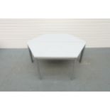 Two Part Hexagonal Table With Adjustable Feet. Size 1600mmx 690mm x 680mm High.