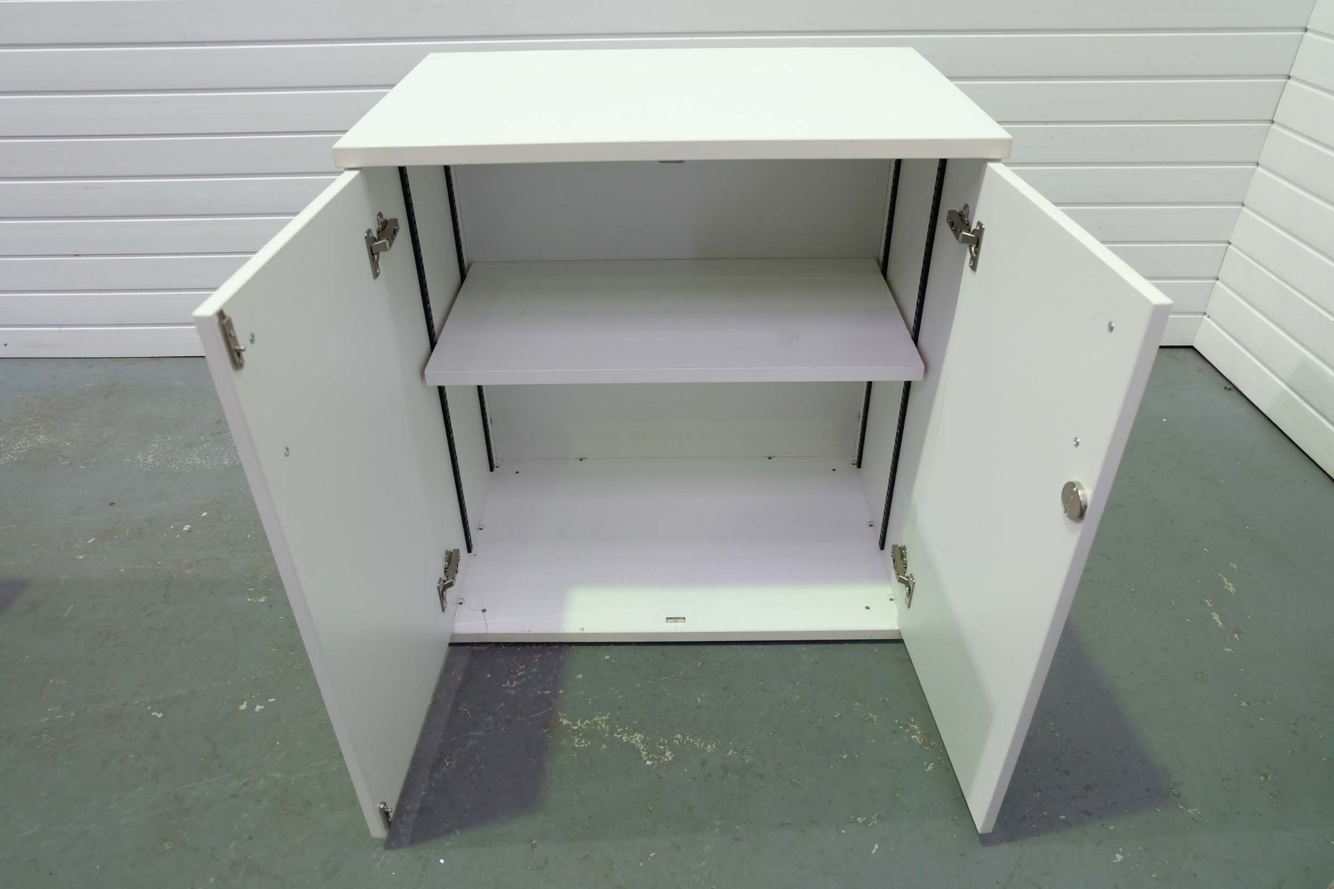 White Two Door Cupboard With Adjustable Shelf. Size 800mm x 525mm x 850mm High. - Image 2 of 3