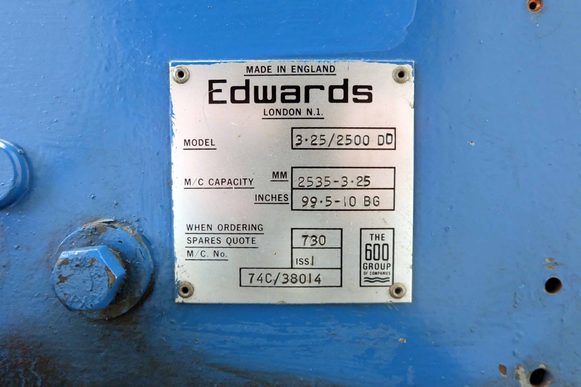 Edwards Truecut Model 3.25/2500DD Direct Drive Power Guillotine. Capacity 3.25mm x 2500mm. With Fron - Bild 9 aus 9
