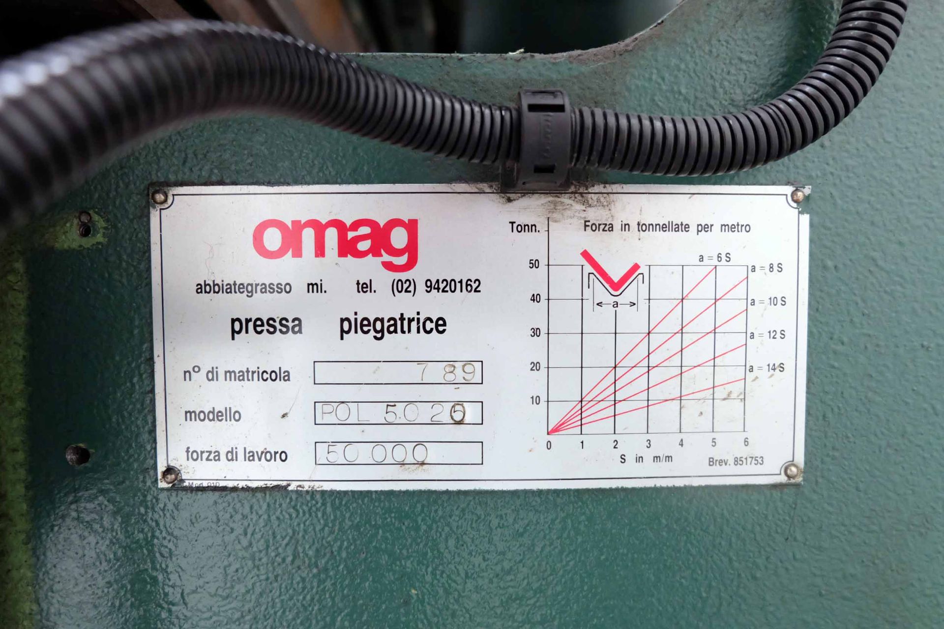 Omag Model POL 5025 Hydraulic Press Brake. Capacity 50 Ton x 2500mm. Distance Between Frame 2250mm. - Image 10 of 15