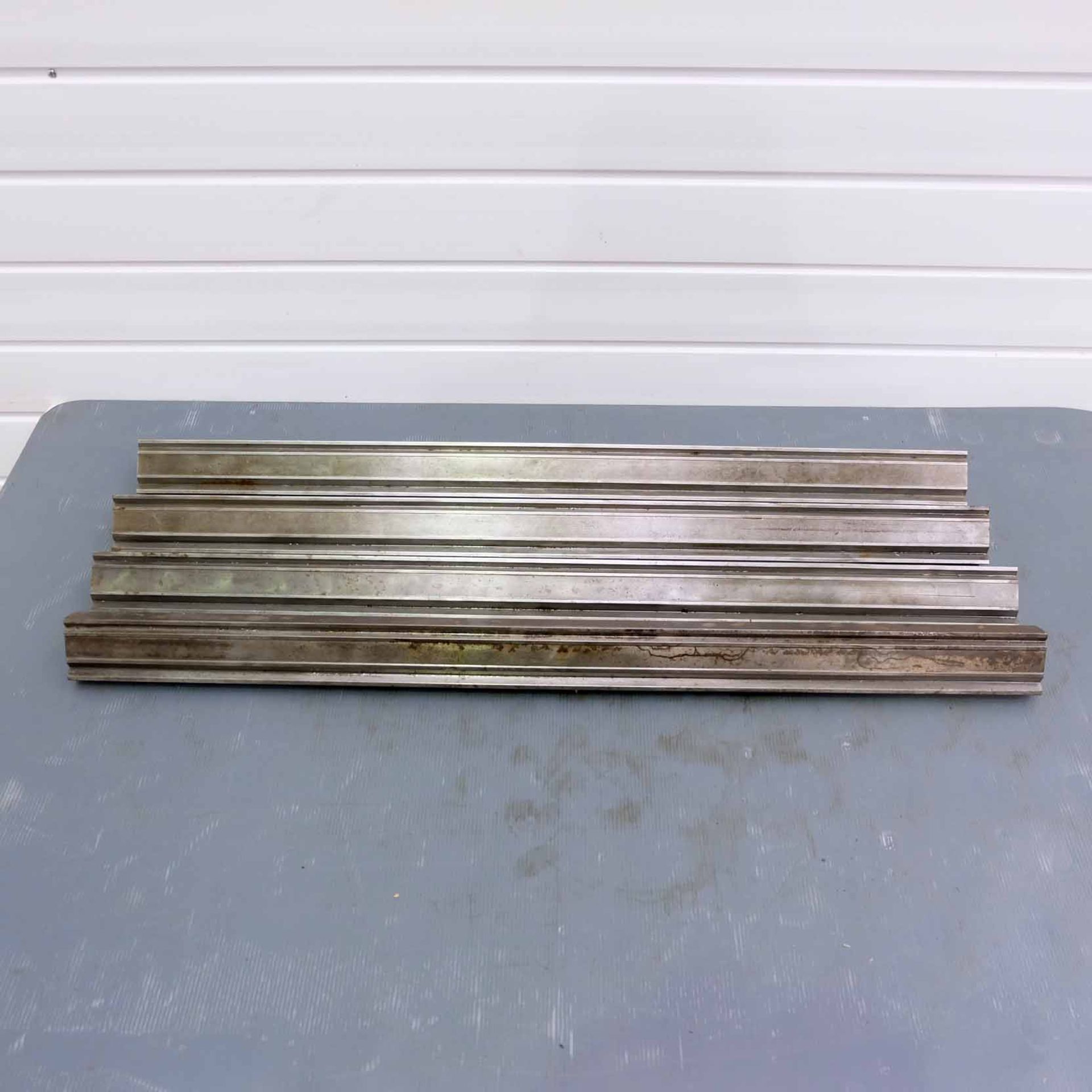 4 x Lengths of Bottom Press Brake Tooling. Double Vee. 4 x 835mm Long. With Clamping Fittings.