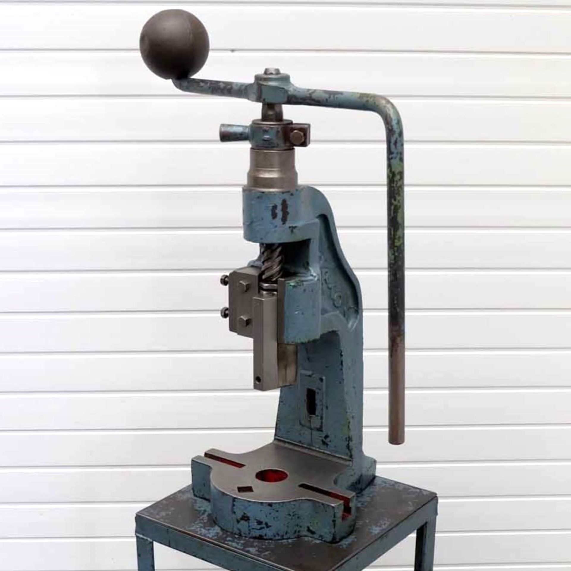 Norton 2AT Fly Press on Stand. Throat 5". Daylight 10". Table Size 13" x 9 1/4".