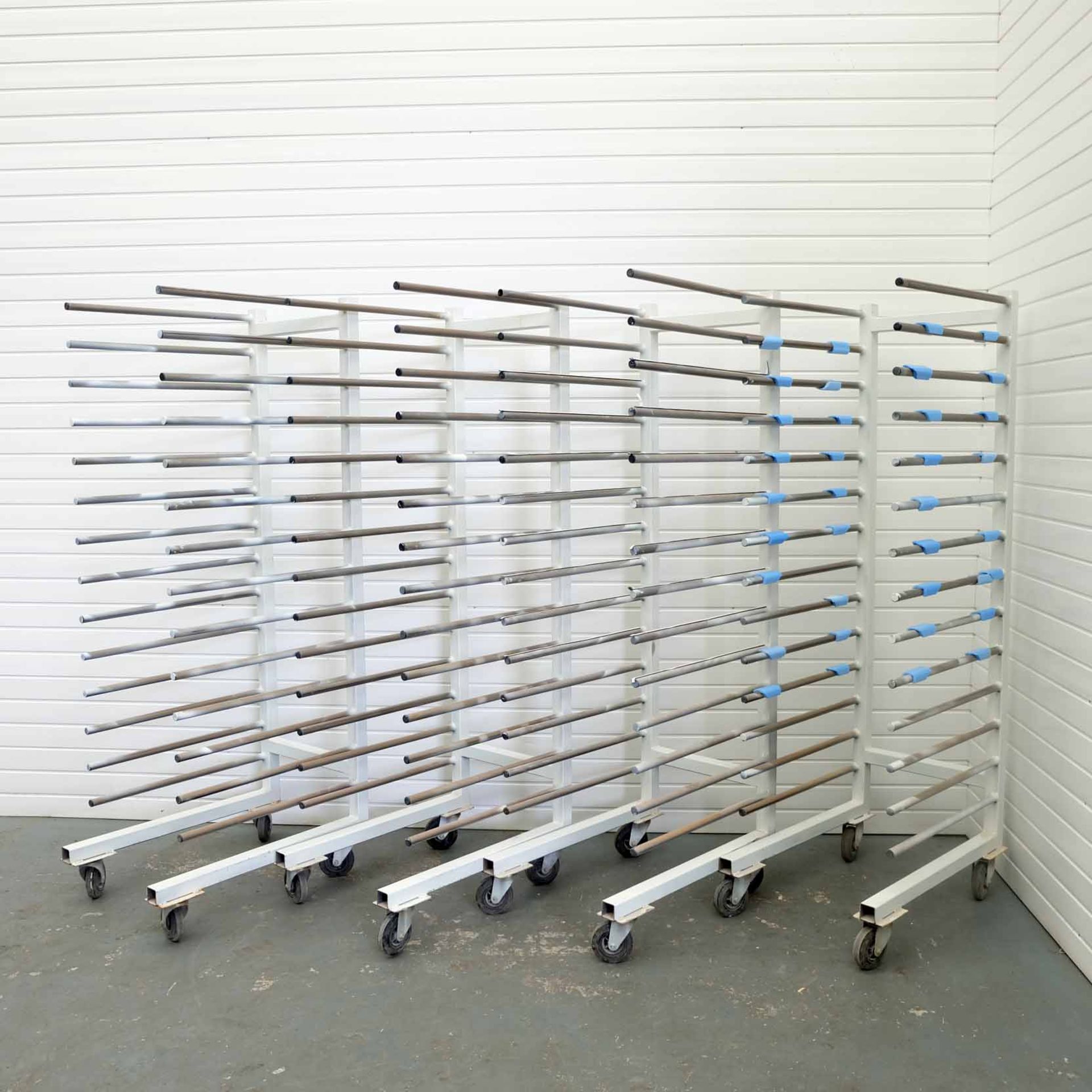 4 x Mobile Drying Racks. 14 x Pairs of Bars. Depth of 700mm. Bar Centres 520mm. Height 2000mm.