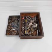Selection of Various Sized Taps, Dies, Die Wrenches & Tap Wrench.
