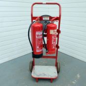 Mobile Fire Extinguisher Trolley With Bell. Complete With 9 Litre Water Spray Extinguisher & 6 Litre