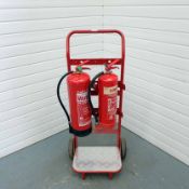 Mobile Fire Extinguisher Trolley With Bell. Complete With 9 Litre Water Spray Extinguisher & 6 Litre