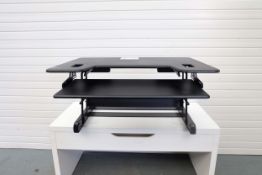Varidesk.com Exec40 Adjustable Standing Desk. Variable Heights. Adjustable Keyboard Shelf. 40