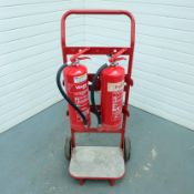 Mobile Fire Extinguisher Trolley. Complete With 6 Litre Water Extinguisher & 6 Litre AFFF Foam Spray