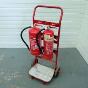 Mobile Fire Extinguisher Trolley With Bell. Complete With 9 Litre Water Extinguisher & 6 Litre AFFF