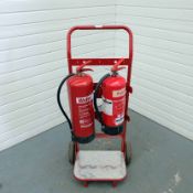 Mobile Fire Extinguisher Trolley. Complete With 9 Litre Water Extinguisher & 6 Litre Foam Extinguish