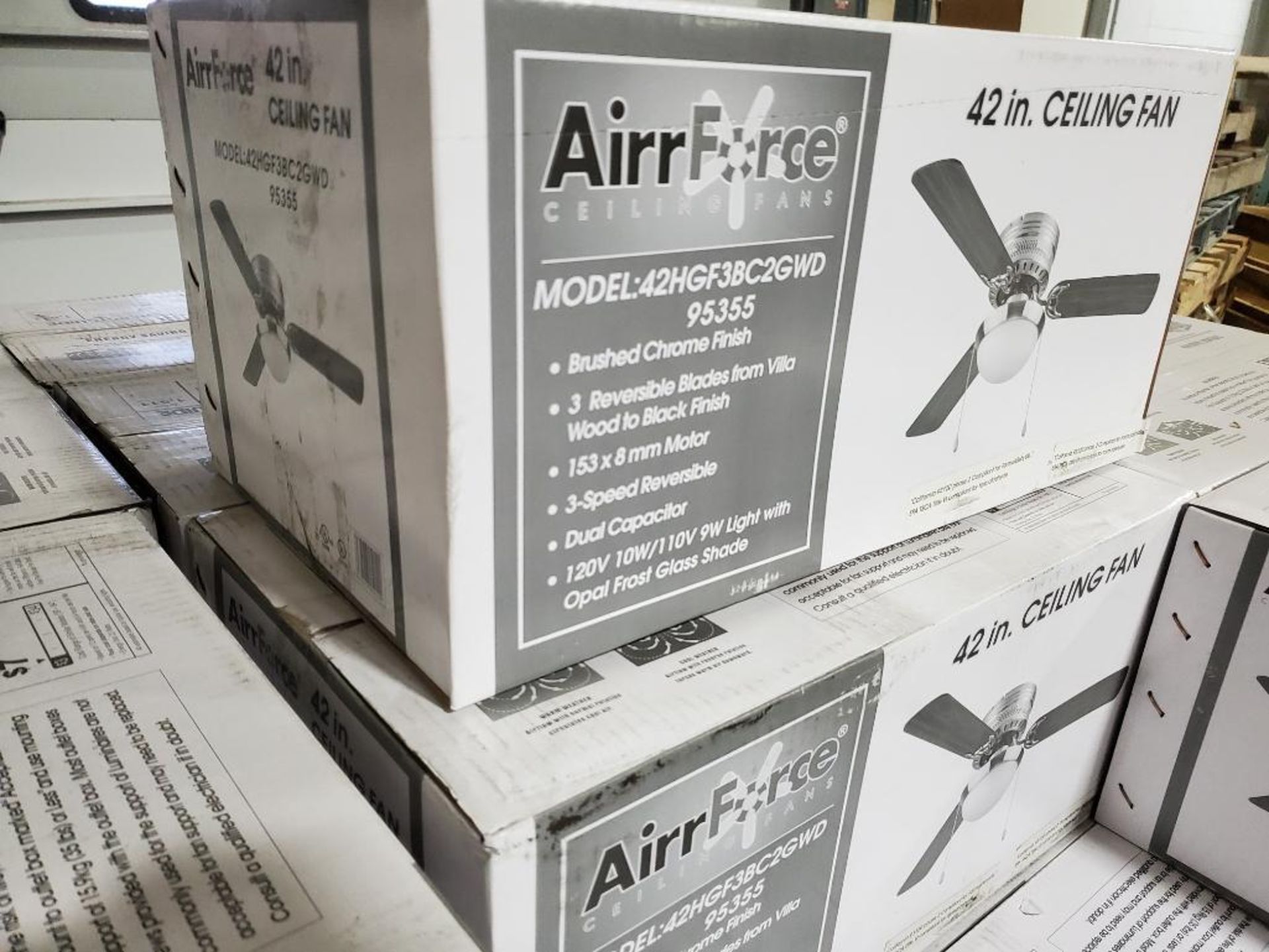 Qty 10 - AirrForce Ceiling Fans 42HGF3BC2GWD, 95355. 42 in ceiling fan. New in box. - Image 2 of 5
