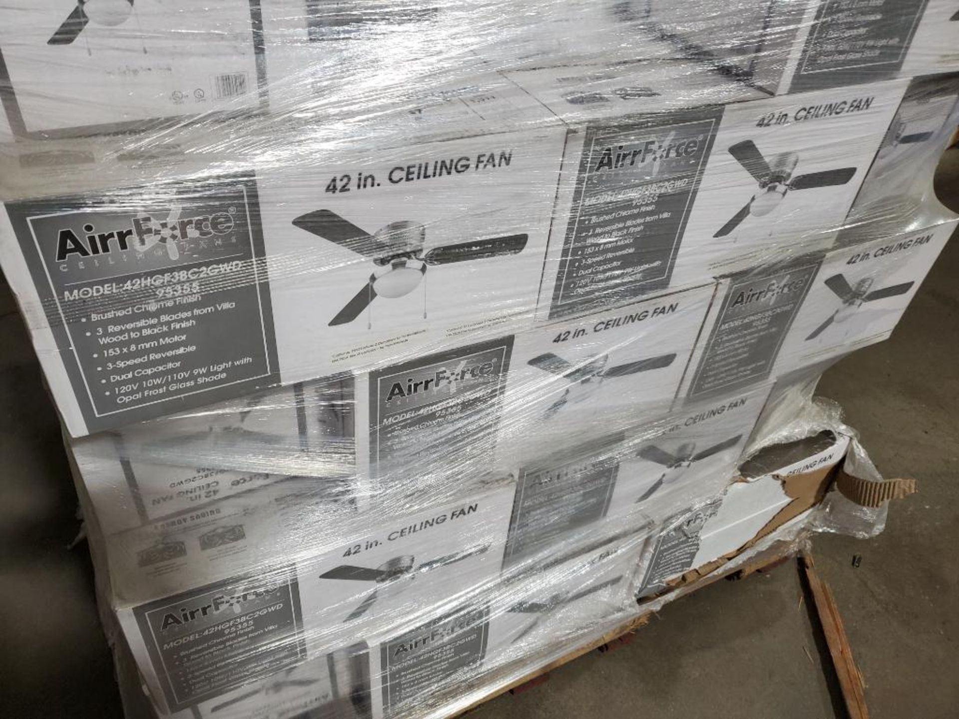 Qty 10 - AirrForce Ceiling Fans 42HGF3BC2GWD, 95355. 42 in ceiling fan. New in box. - Image 3 of 5