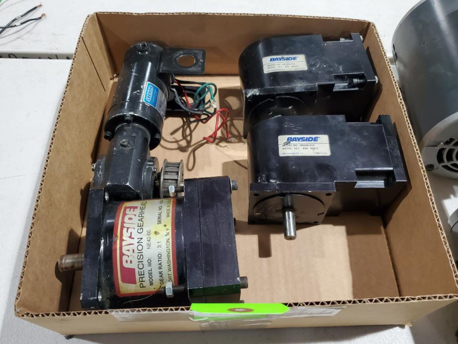 Assorted motors and gearboxes.