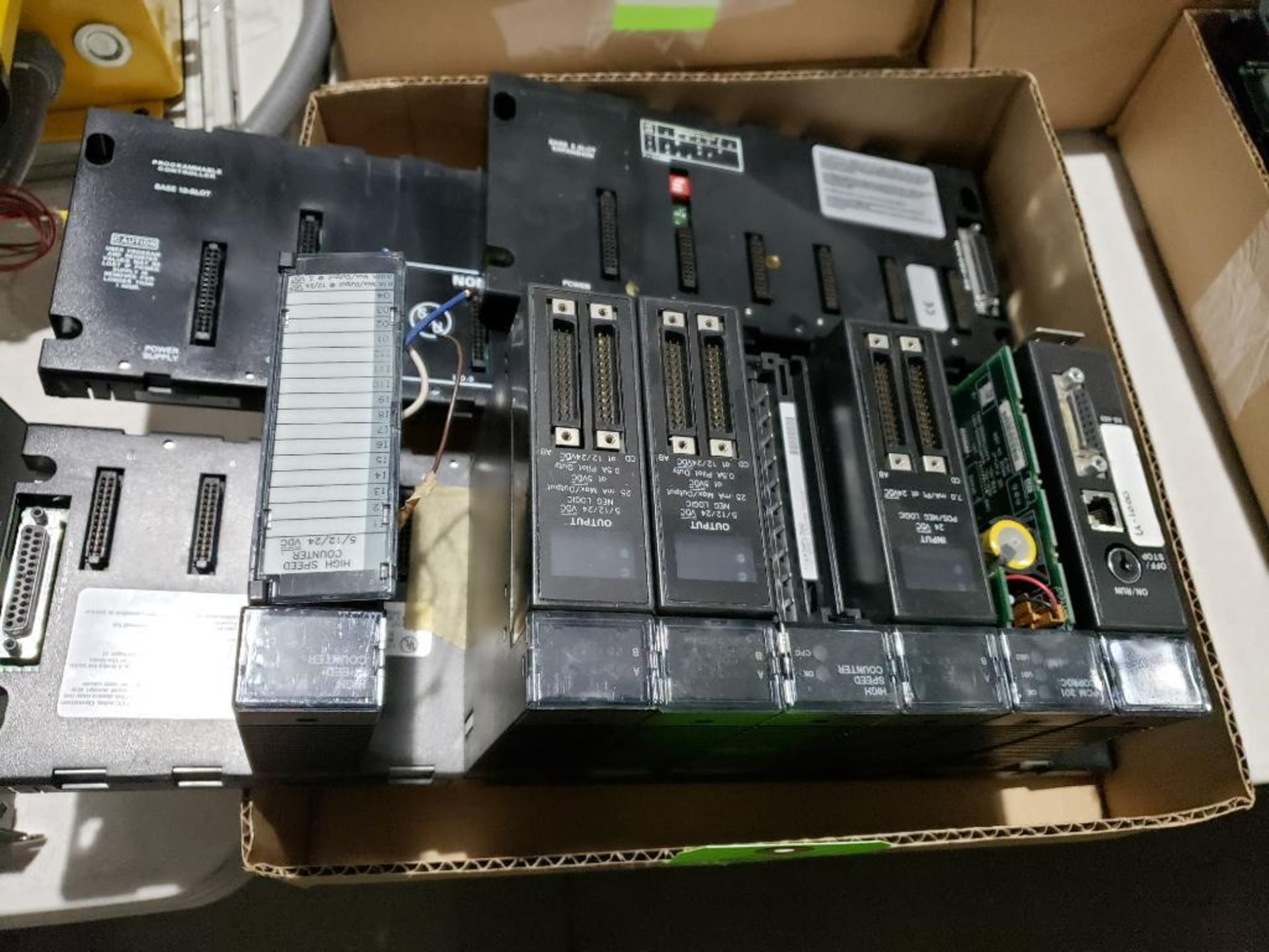 Assorted GE Fanuc PLC modules / cards and backplanes.