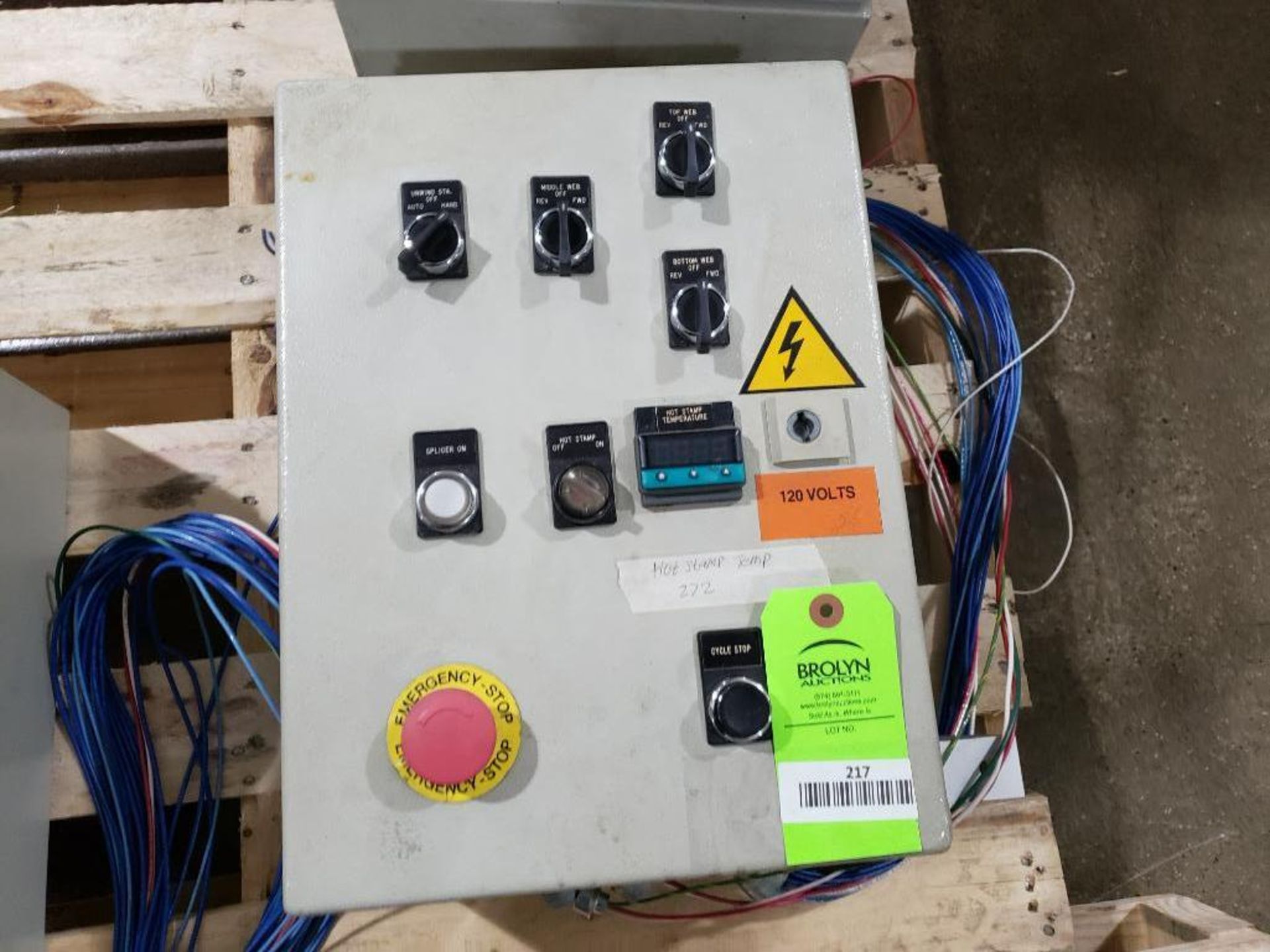 Machine control panel with assorted electrical.