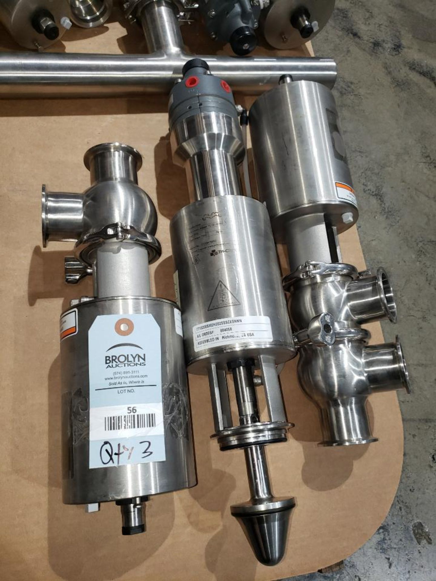 Qty 3 - Tri-Clover Alfa Laval valves.