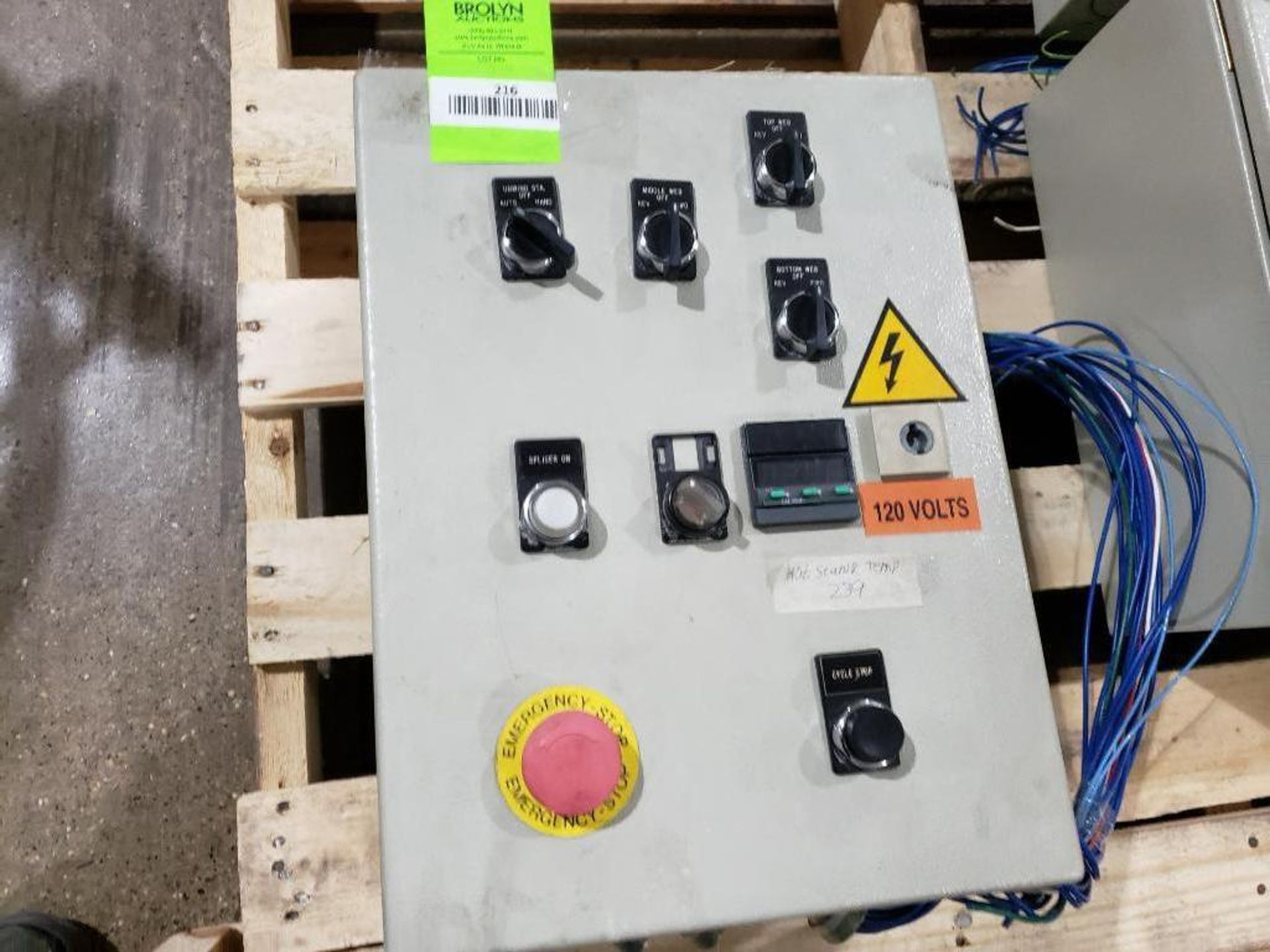 Machine control panel with assorted electrical.