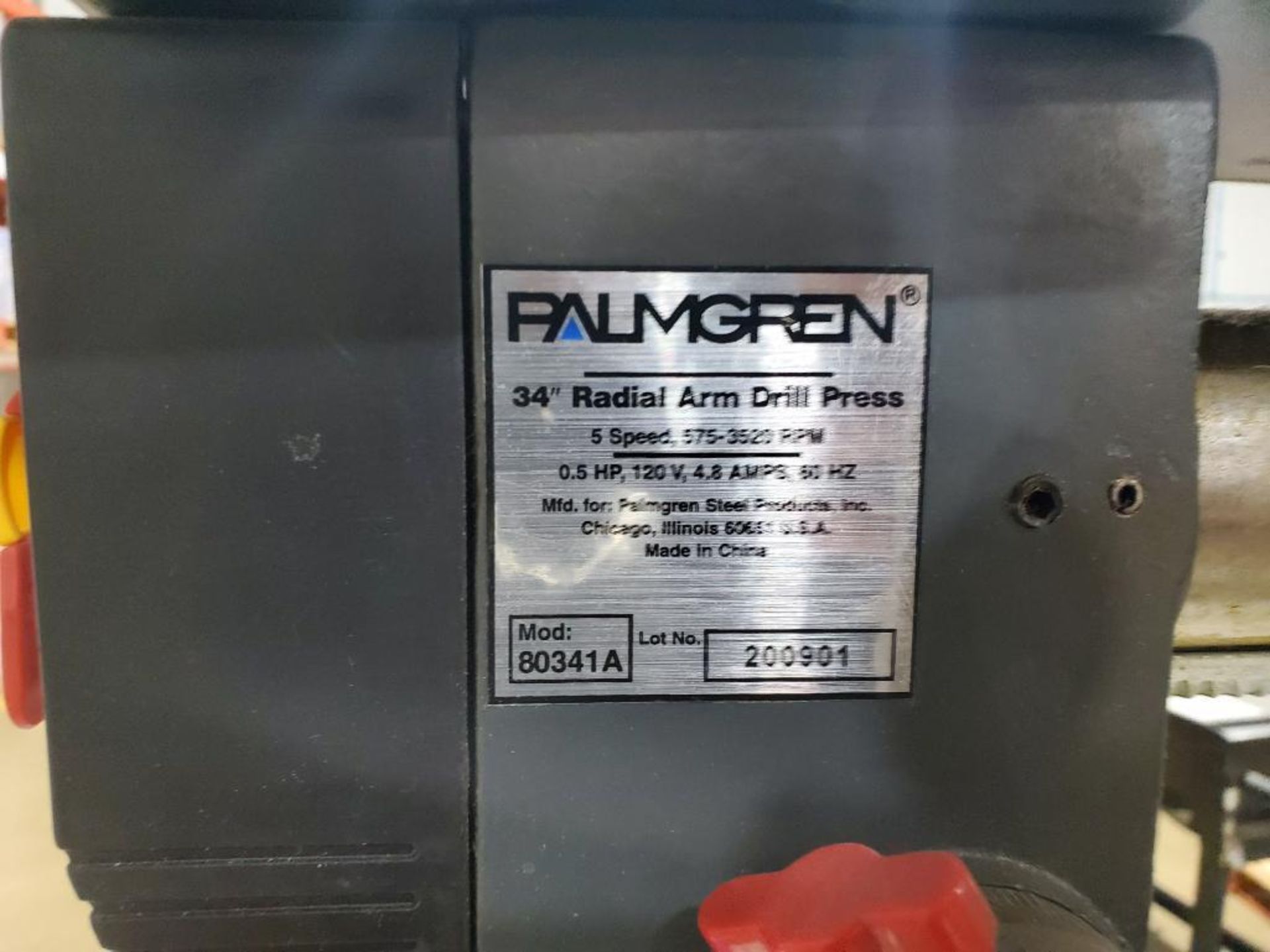 Palgren 34in radial arm drill press. 5 speed. Model 80341A. - Image 3 of 12