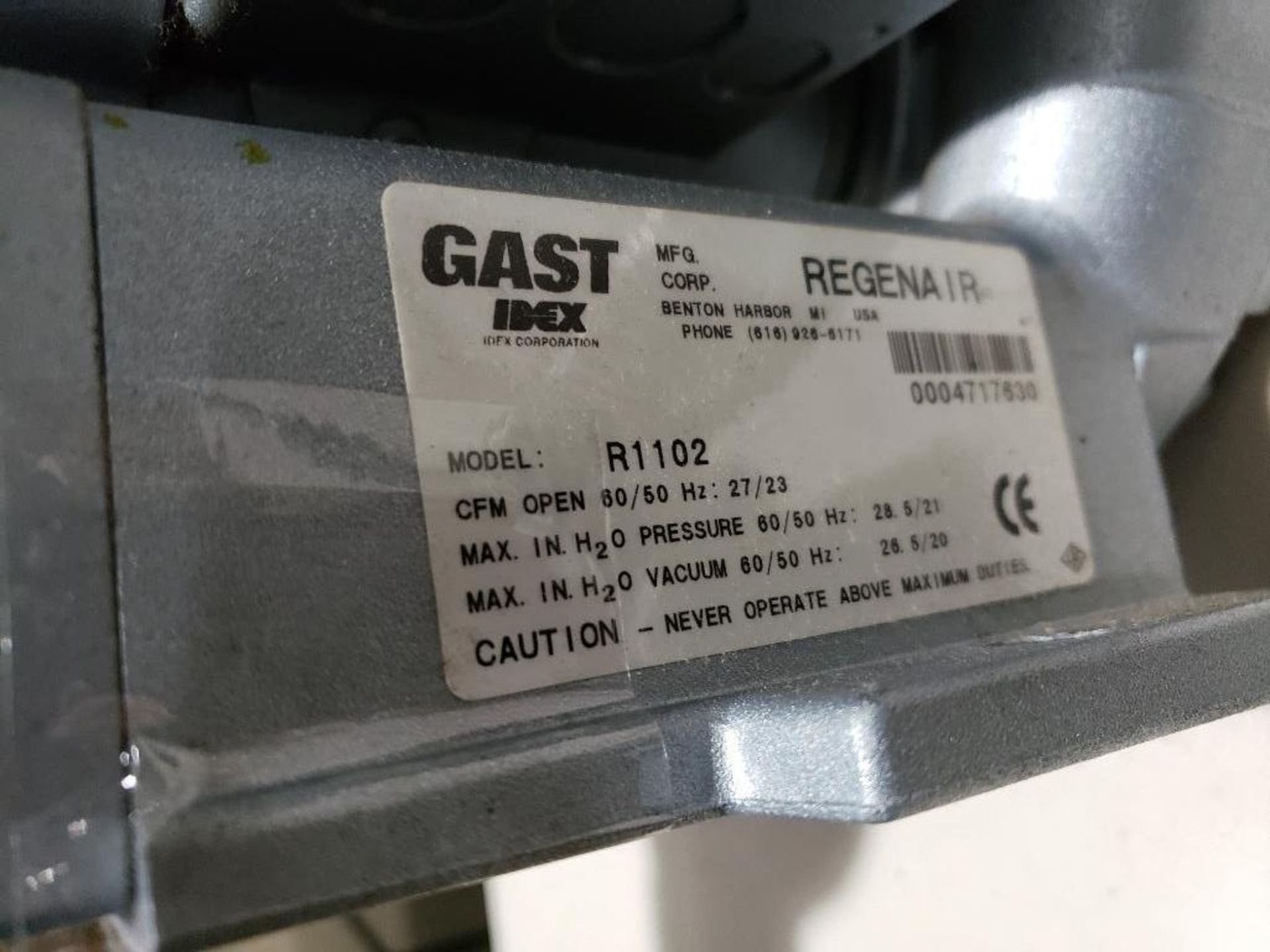 Gast Regenair regenerative blower. Model number R1102. - Image 3 of 7