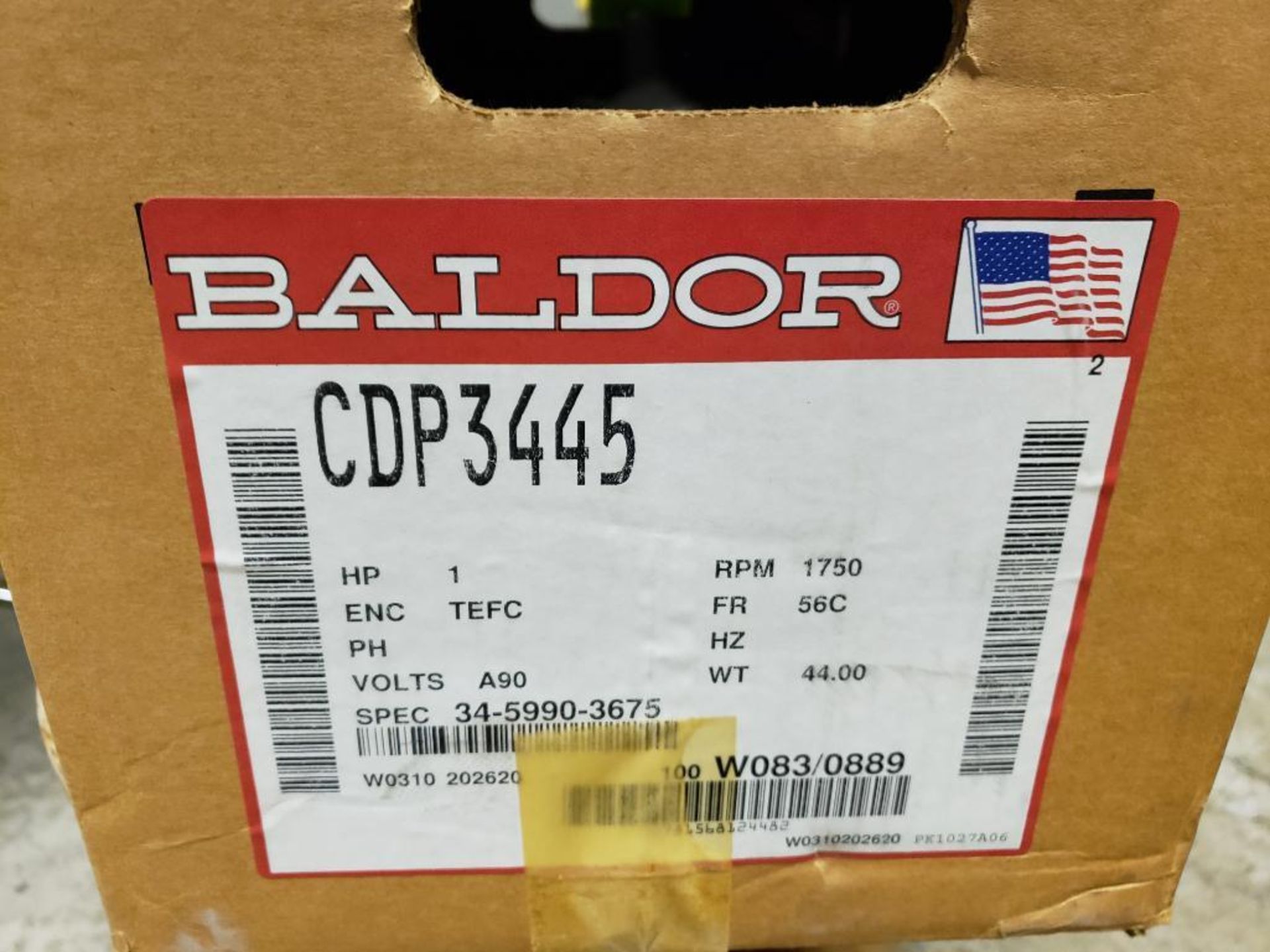 1hp Baldor motor. Model CDP3445. 90v DC. 1750rpm, 56C frame. - Image 5 of 5