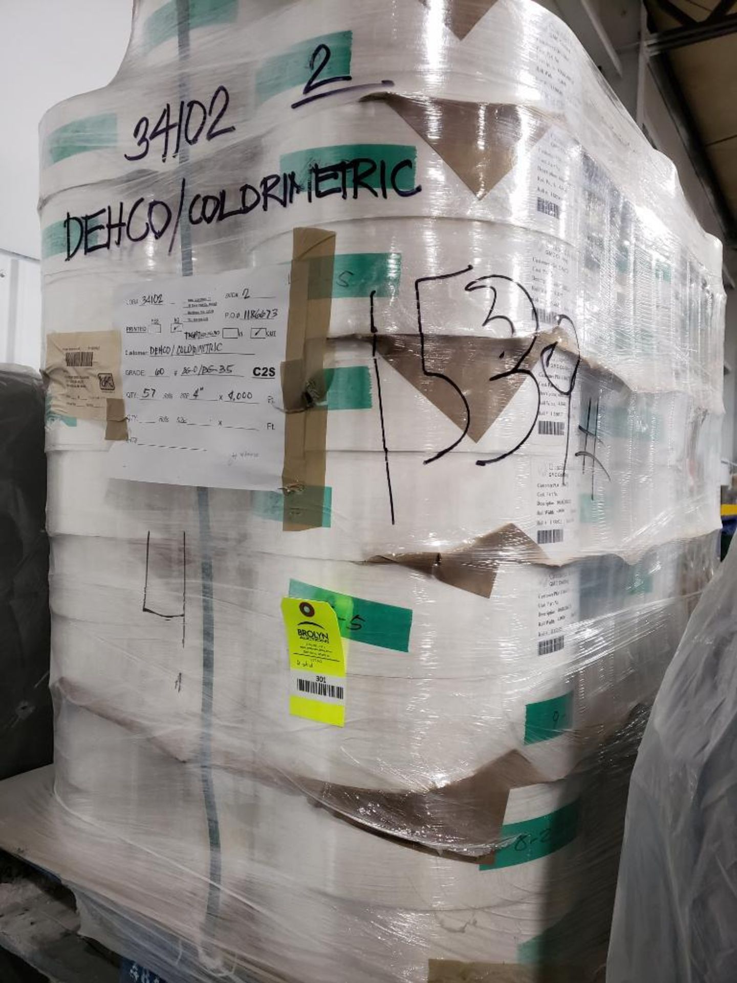 Qty 2 - Pallets of backer paper. Large qty of rolls. Could be used for packing material. - Image 2 of 3