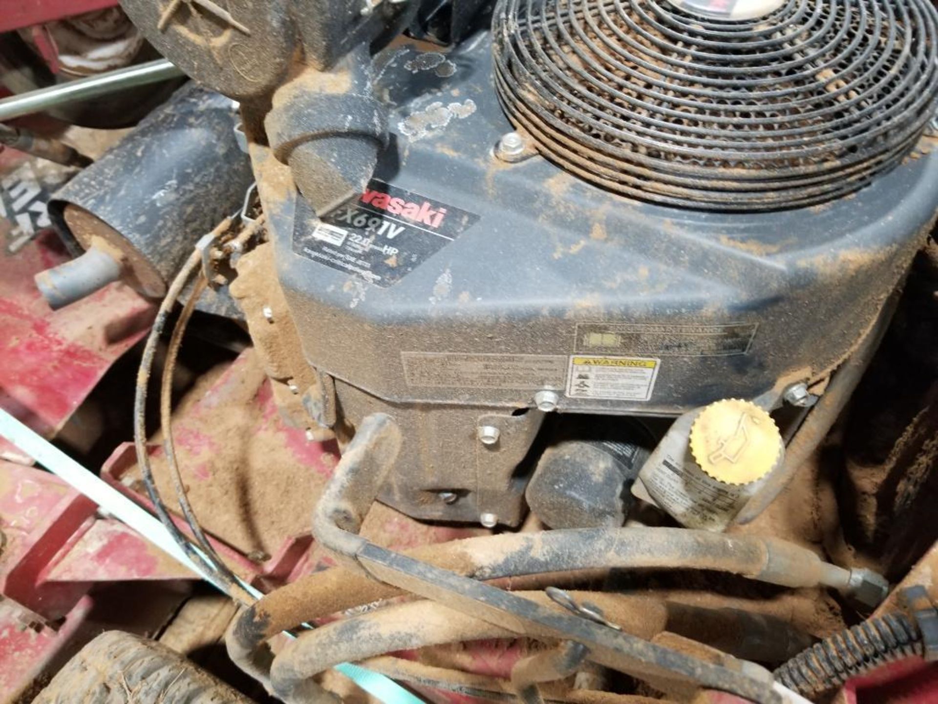 60in Exmark walk behind mower. Kawasaki 22hp engine. Working condition unknown. Battery is dead. - Image 11 of 20