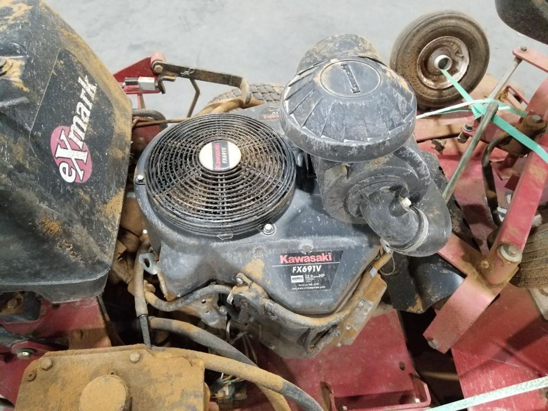 60in Exmark walk behind mower. Kawasaki 22hp engine. Working condition unknown. Battery is dead. - Image 4 of 20