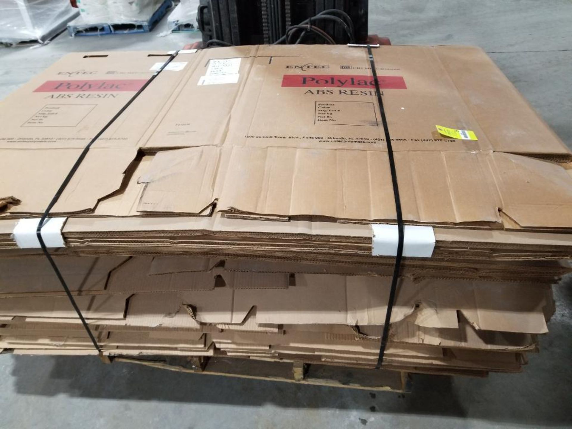 Pallet of cardboard gaylord boxes.