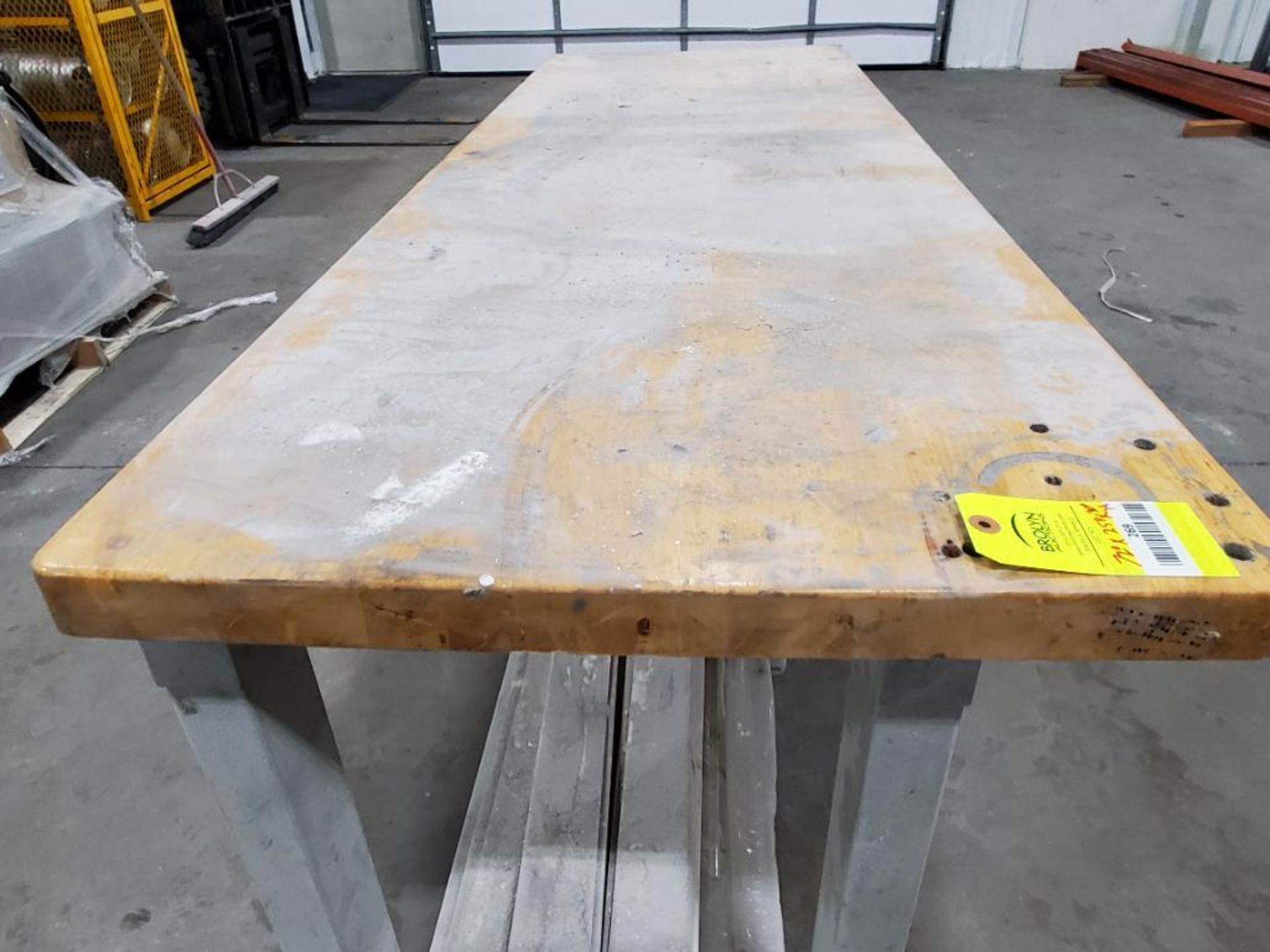 Wood top work bench. 72in x 25in x 30in tall. - Image 2 of 5