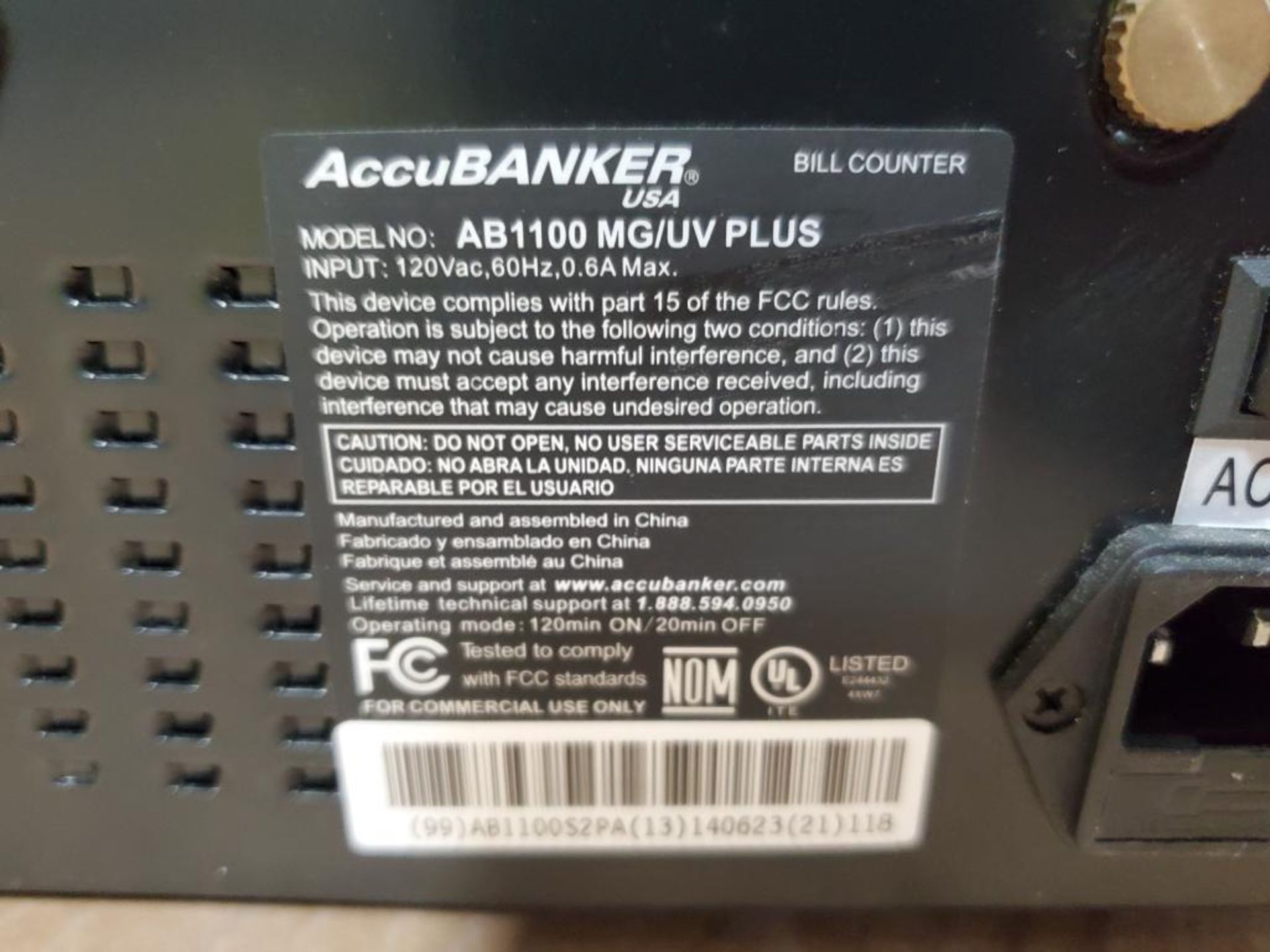 AccuBanker money bill counter. Model AB1100-MG-UV Plus. - Image 5 of 6