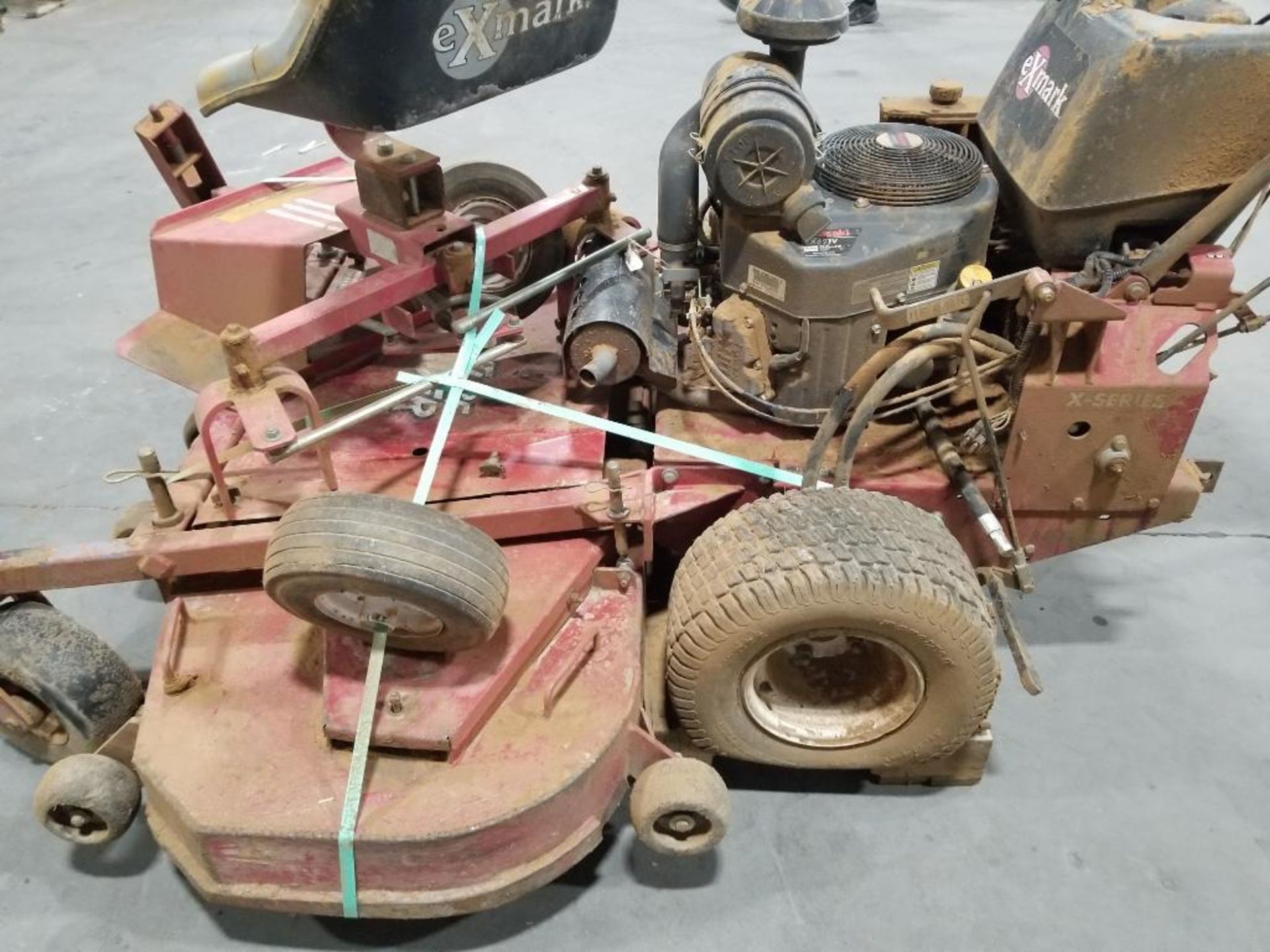 60in Exmark walk behind mower. Kawasaki 22hp engine. Working condition unknown. Battery is dead. - Image 12 of 20