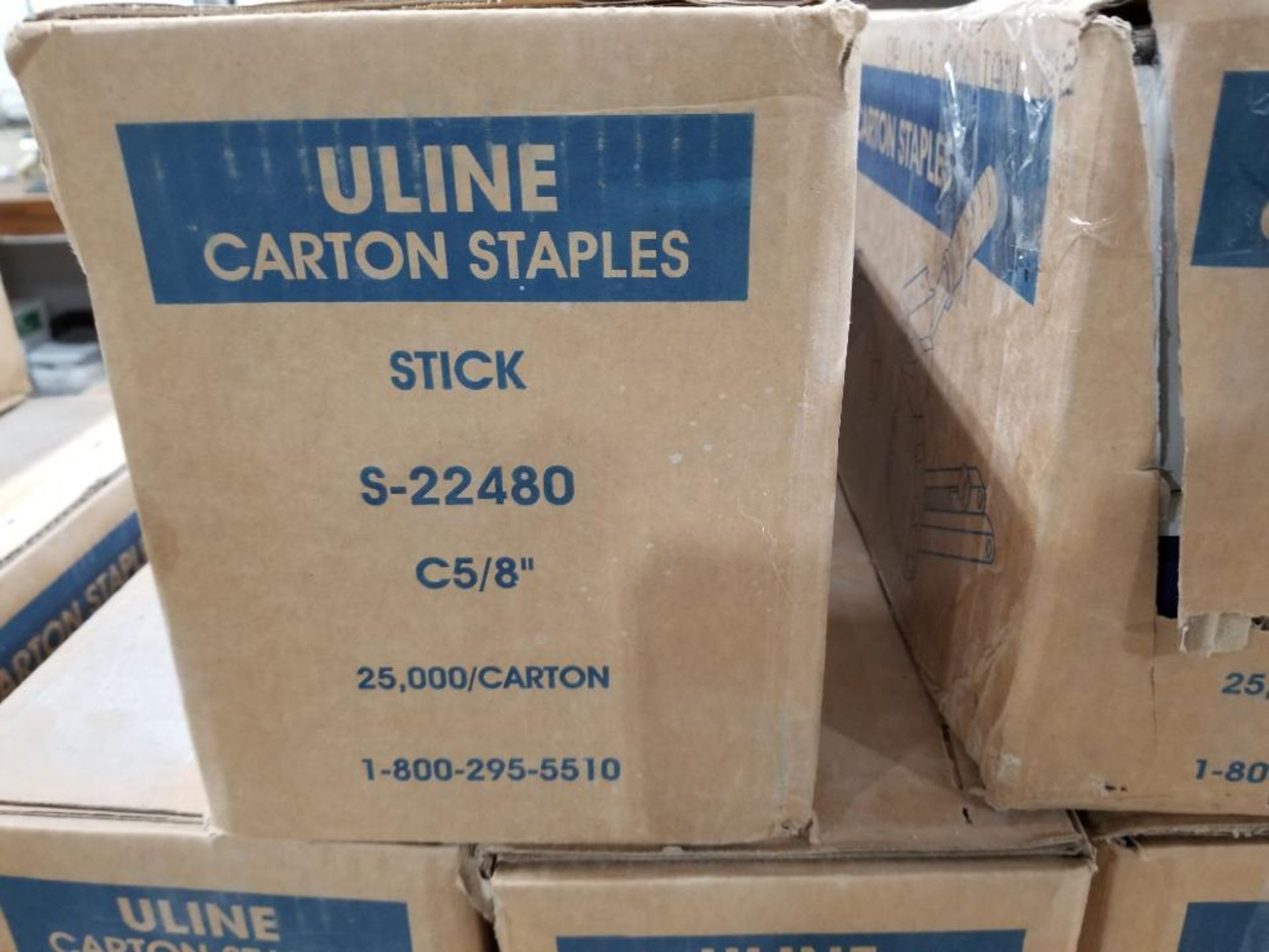 Qty 5 - Cartons of Uline carton staples. Model C22480 C5/8in. 25,000 per carton. - Image 2 of 2