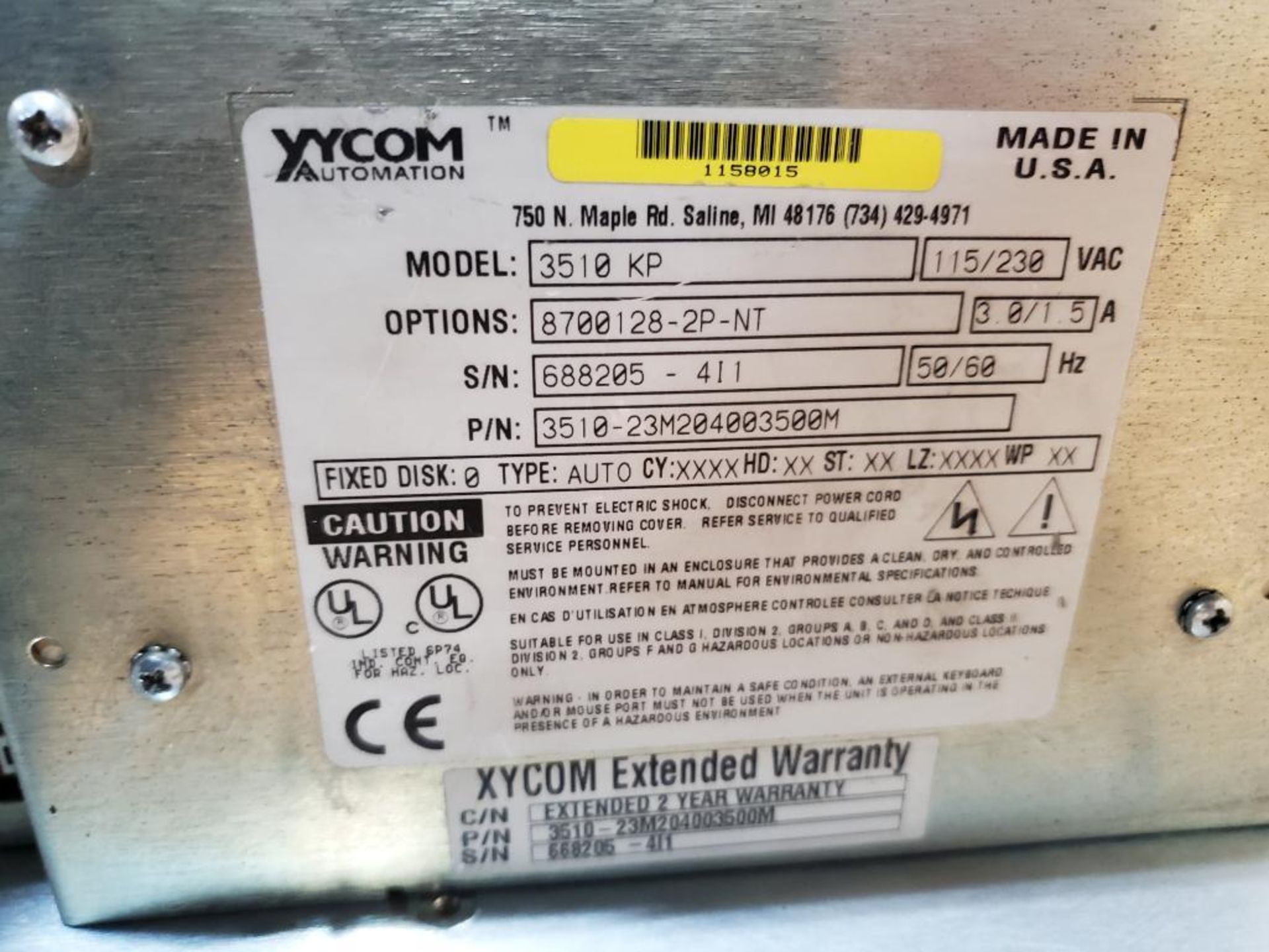 Xycom machine control. Model 3510KP. - Image 4 of 4