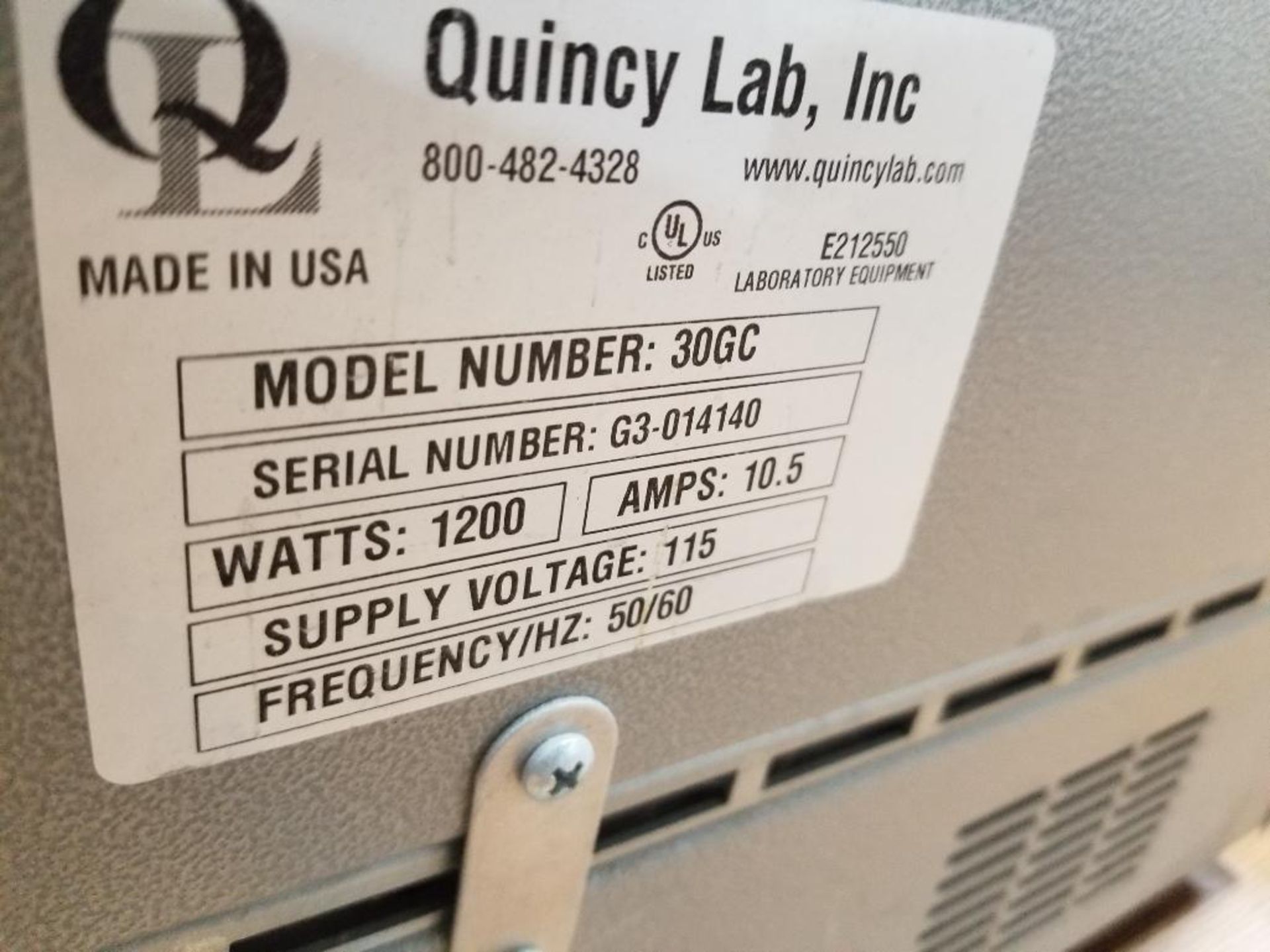 Quincy Lab Inc lab oven. Model 30GC. 115 watt single phase. - Image 6 of 6