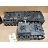 Qty 6 - Assorted GE molded case breakers.