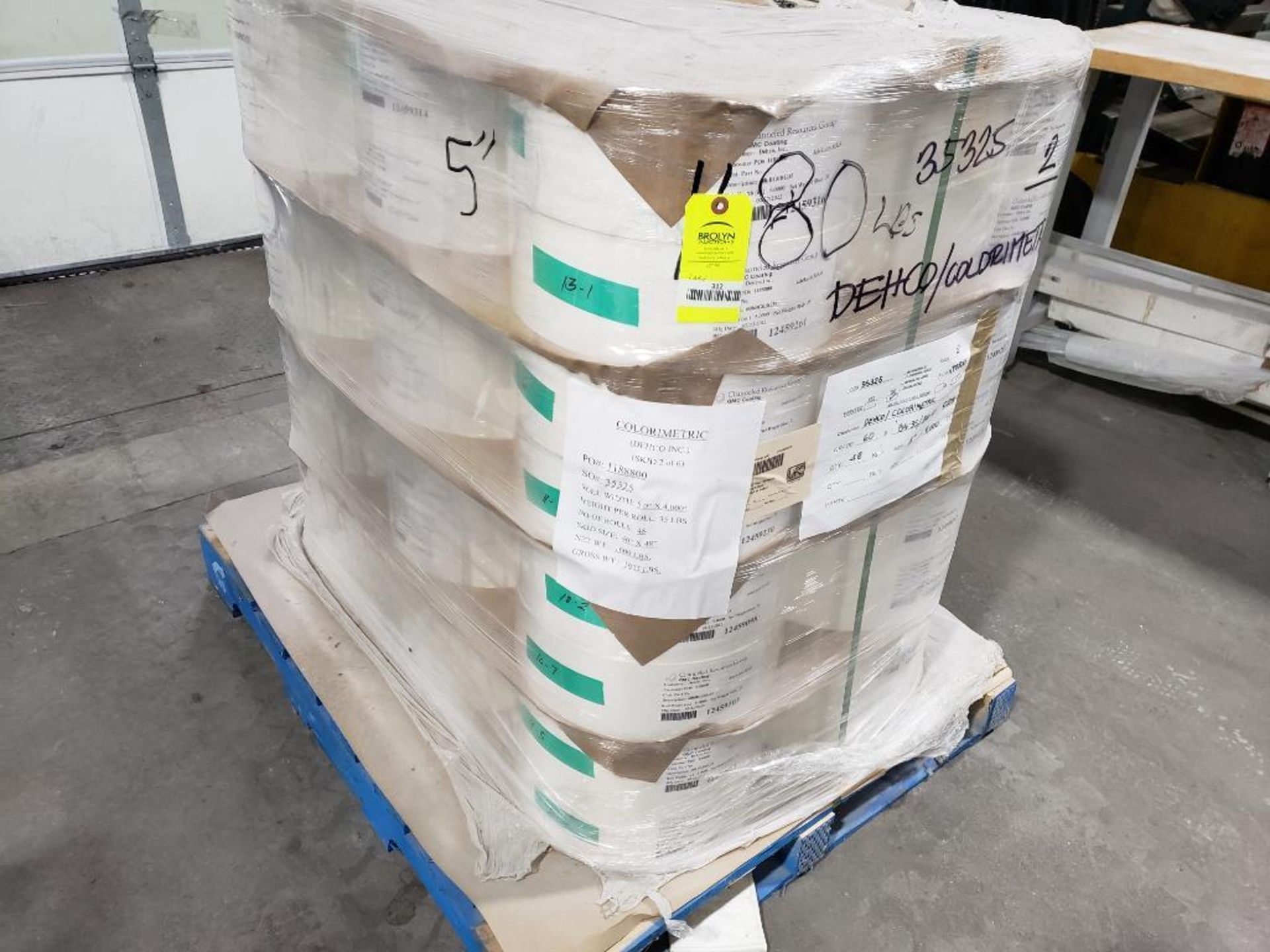 Pallet of backer paper. Large qty of rolls. Could be used for packing material.