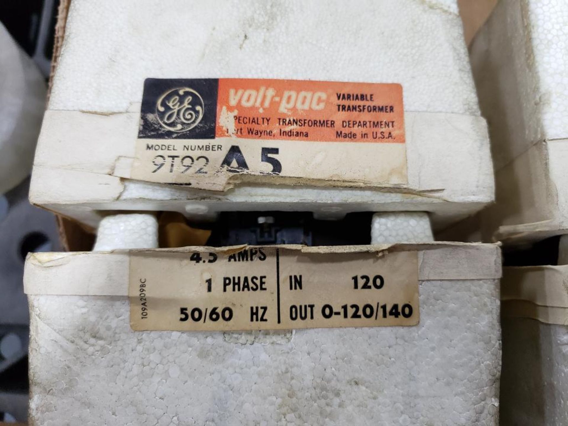 Qty 2 - GE Volt-pac variable transformers. Model 9T92A5. New in package. - Image 2 of 3