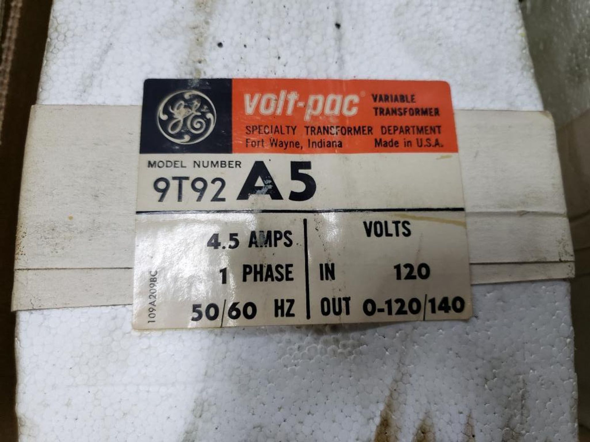Qty 2 - GE Volt-pac variable transformers. Model 9T92A5. New in package. - Image 2 of 4