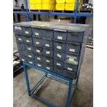 Steel drawer storage unit with stand.