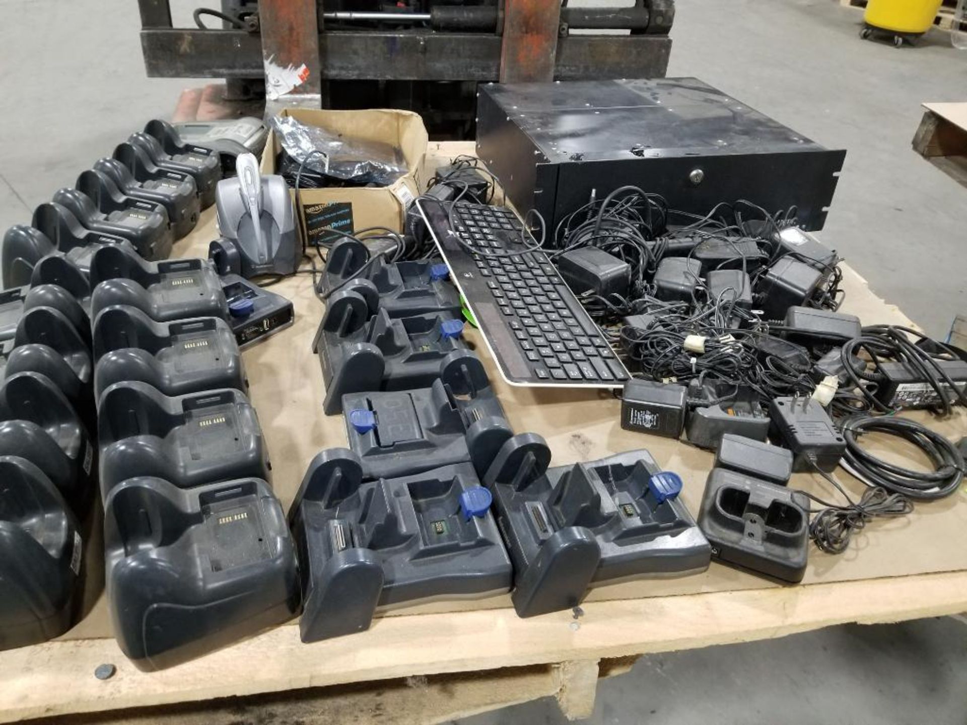 Pallet of assorted walkie talkie chargers, computer components, etc. - Image 11 of 11