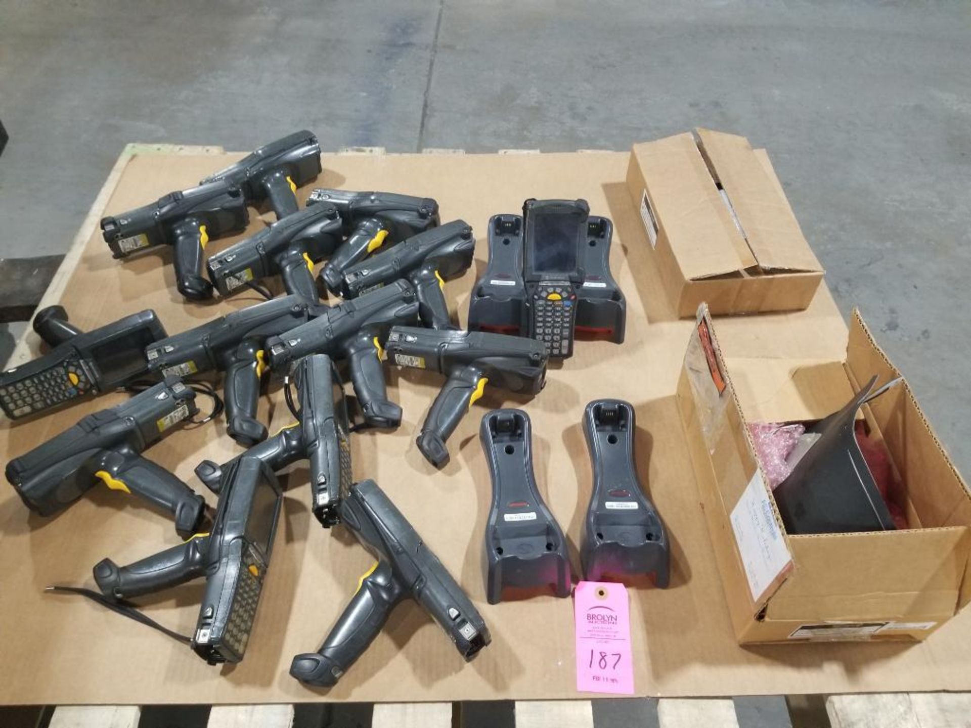 Large assortment of hand held bar code scanners.