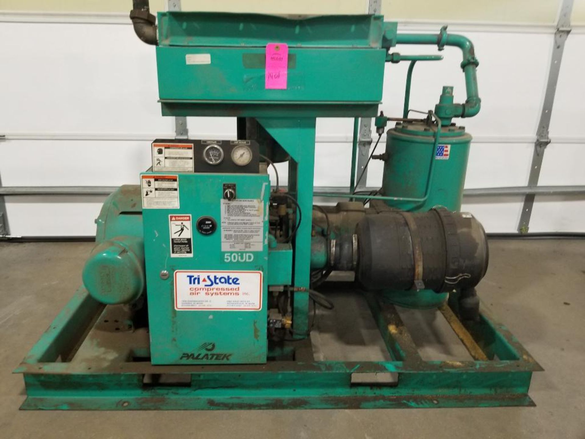 50hp Palatek rotary screw air compressor. Model 50DUE 200psig. 21,667 hours.