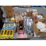 Pallet of assorted parts and hardware.