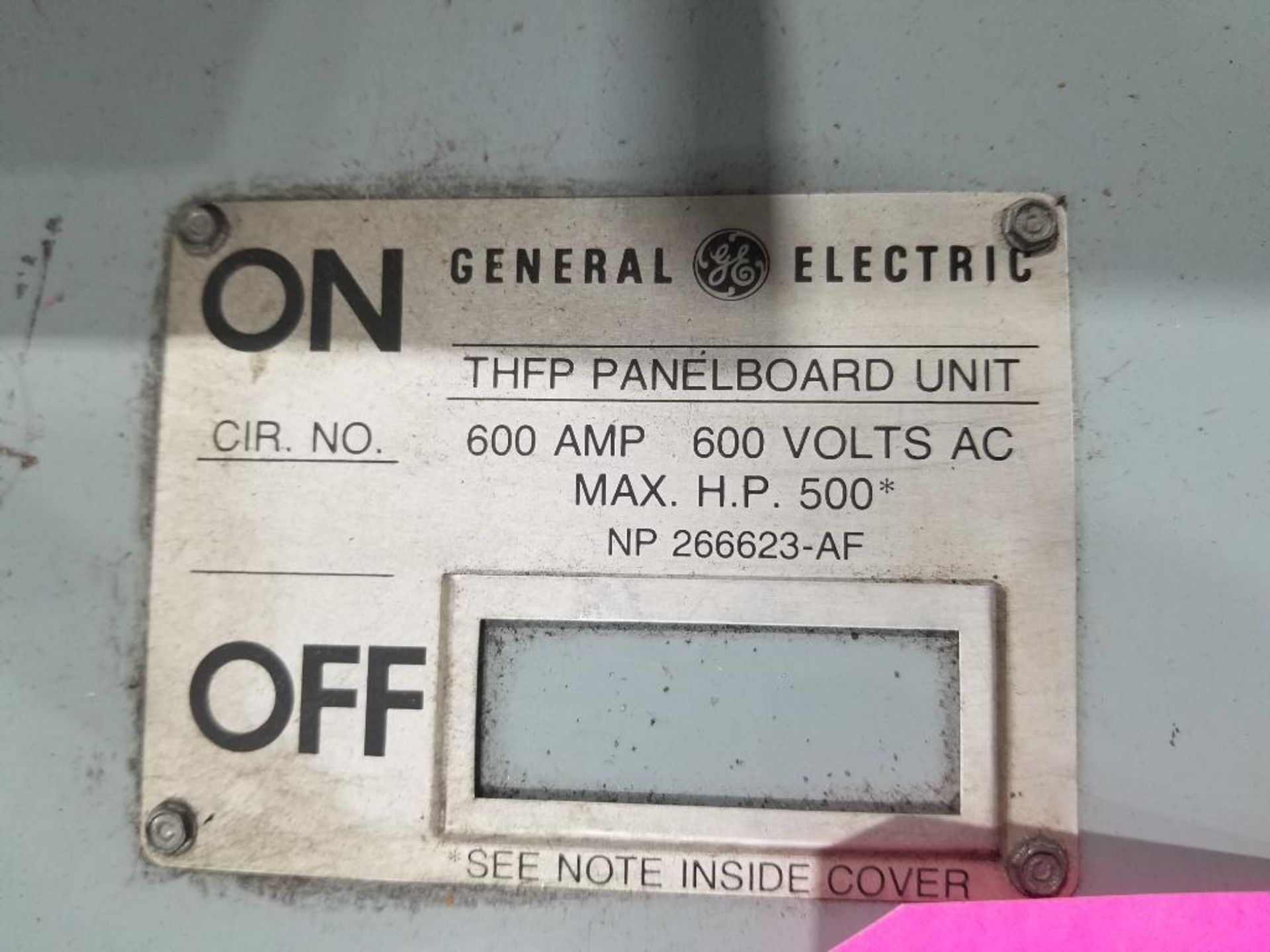 500hp GE panelboard unit. Model THFP366. 3 pole 600amp. 600vac. - Image 2 of 7